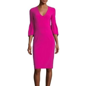 NWT Sachin & Babi Ginette Size 6 V-Neck Trumpet Sleeve Sheath Dress Midi…
